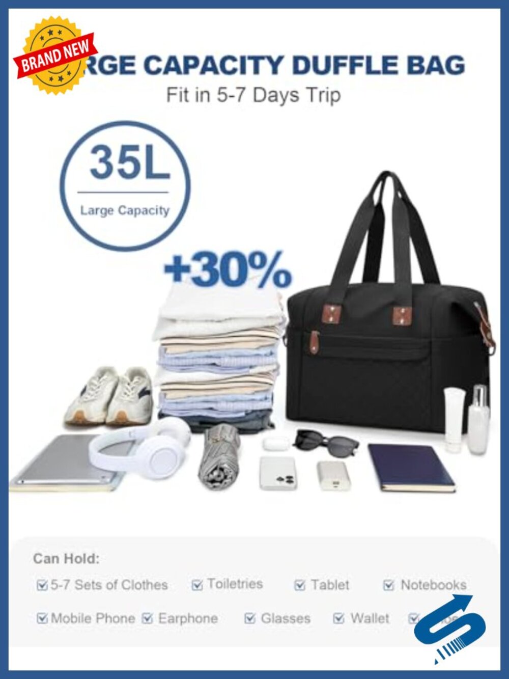 Water Resistant Travel Duffle Bag With Toiletry Bag Removable Strap Carry On View 3